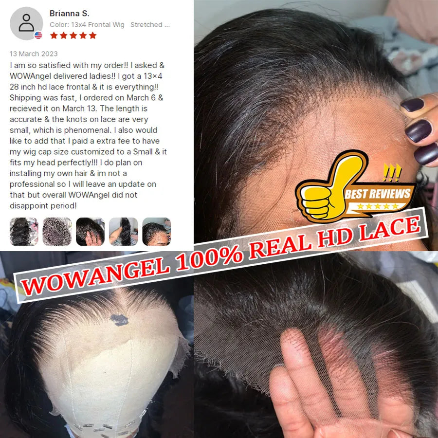 Wowangel 13x6 Full Lace Frontal HD Lace Frontal Wigs Body Wave Human Hair Wigs 250% HD Lace Closure Wigs Melt Skins Glueless