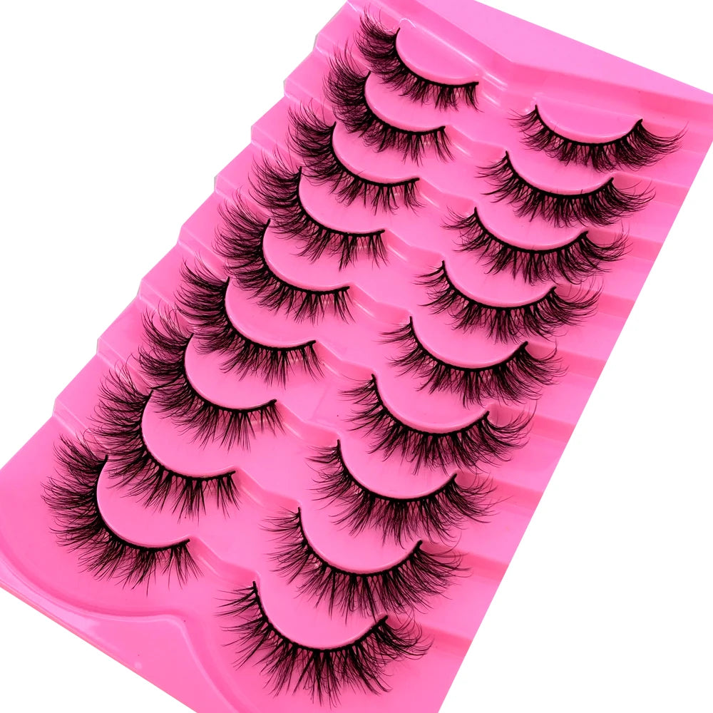 Mink Lashes Fluffy Cat Eye Lashes Wispy 6D Volume False Eyelashes that Look Like Extensions Thick Soft Curly Fake Lashes 9 Pairs