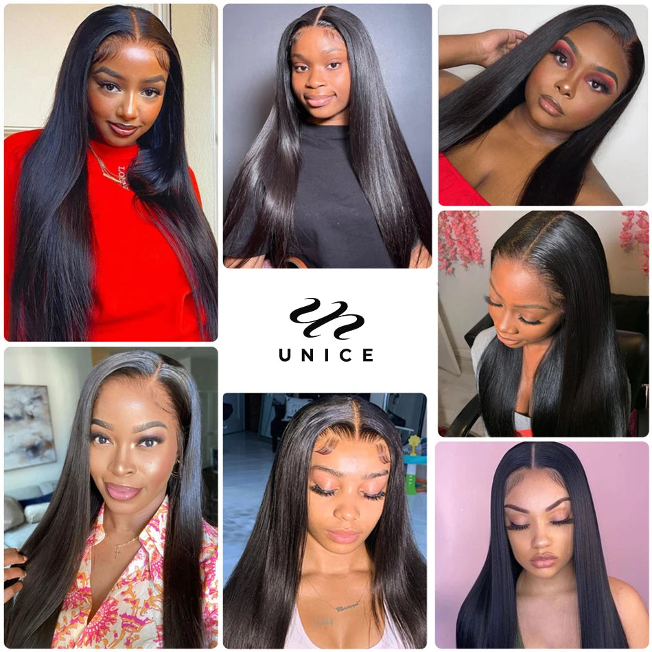 UNice Hair 13x6 HD Lace Frontal Wig 180% High Density Silk Straight HD Lace Wig Pre plucked Human Hair Wigs for Women