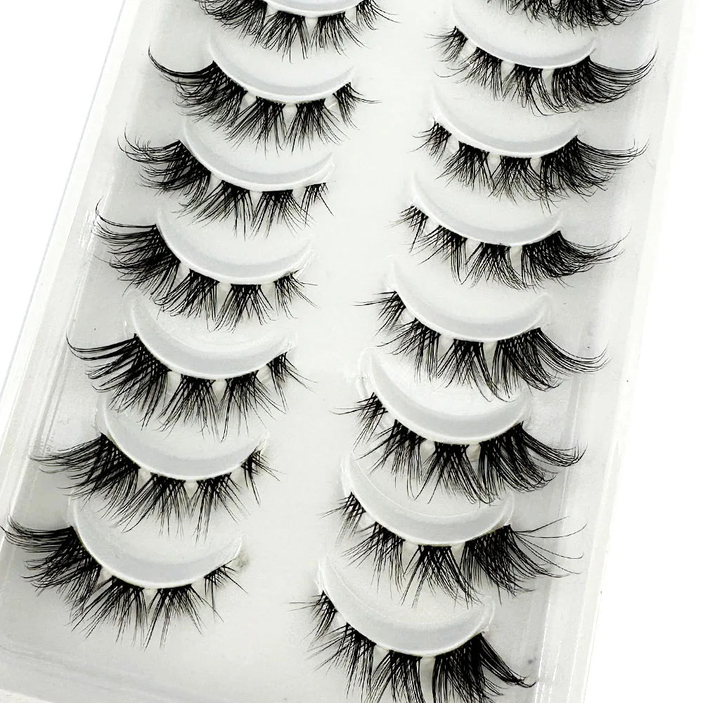 Segmented Lashes Manga Lashes 3D Clear Band Lashes Natural Look Wispy Mink Eyelashes Fluffy Cat Eye Lashes individual Eyelashes