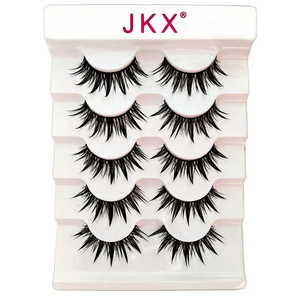 5Pairs Eyelashes Cos Dance Performance Eyelash Handmade Cross Eyelash Female Japanese Thai 3D Natural Manga Lashes Extension