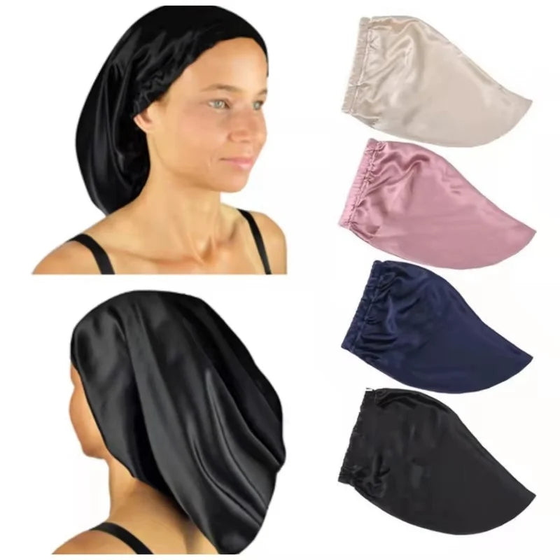 Luxury Pure Silk Hair Bonnet For Sleeping 100 Mulberry Silk Sleep Night Cap Long Hair Silk Turban Big Volume Curly Hair Headwrap