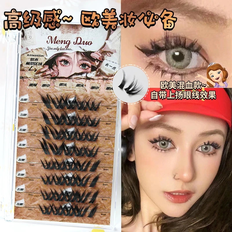 New 3D Fluffy Individual Eyelashes Segmented Eyelashes Bundles Dramatic Cluster Lashes Extension Fox Eye False Eyelashes Makeup