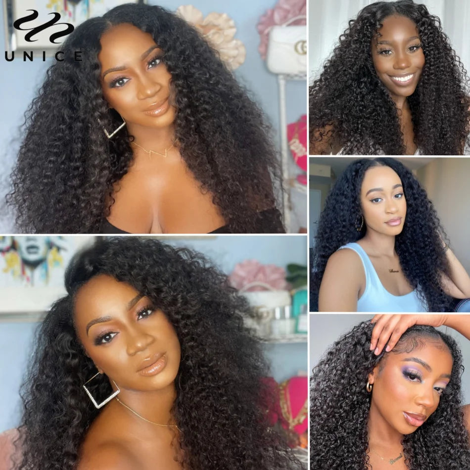 Curly Hair V-Part Wig / U-Part Wig Human Hair Glueless Wig No Glue No Leave-out Super Natural Thin Part Human Hair Wig for Women