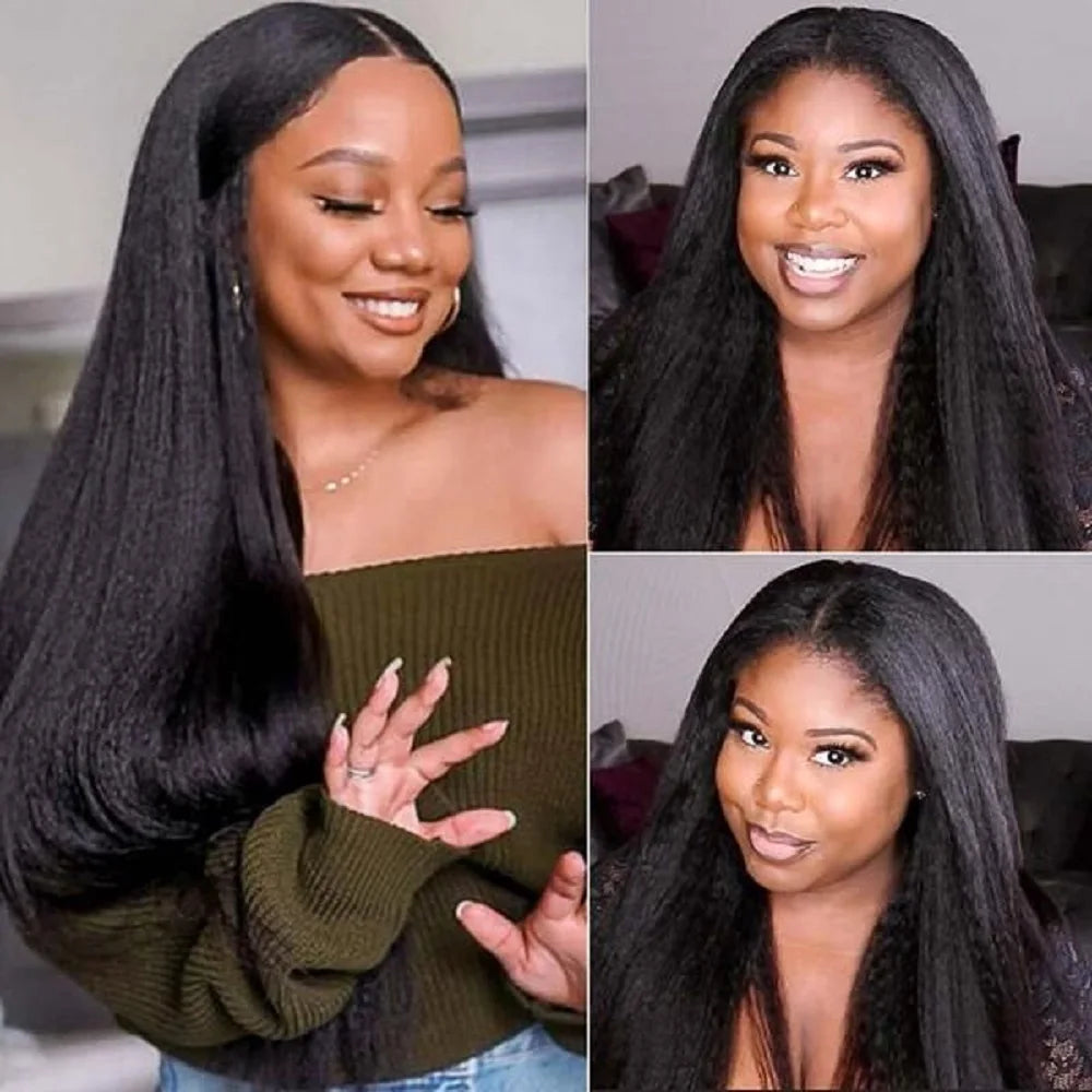 Nadula Hair 6X4.5 Pre Cut Lace Closure Wig Kinky Straight Glueless 7X5 Bye Bye Knots Wig Human Hair Wig With Bleached Knots