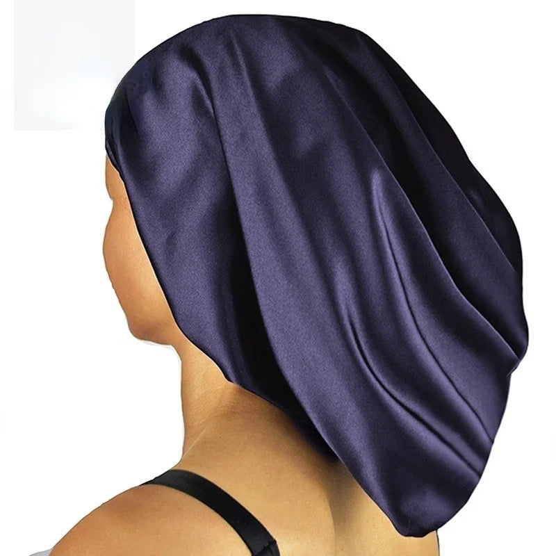 Luxury Pure Silk Hair Bonnet For Sleeping 100 Mulberry Silk Sleep Night Cap Long Hair Silk Turban Big Volume Curly Hair Headwrap