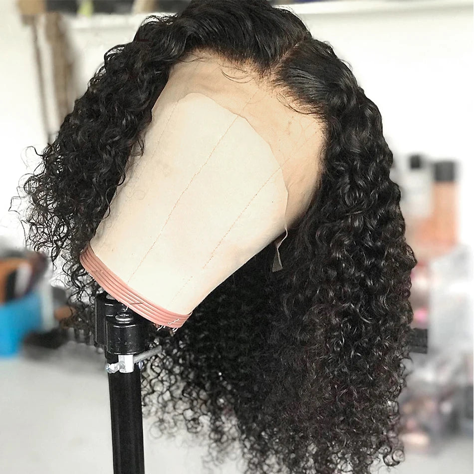 Glueless Wig Short Water Wave Bob Wig 12A Malaysian Lace Front Human Hair Wigs Wet And Wavy Kinky Curly Bob Wig 13x4 Frontal Wig