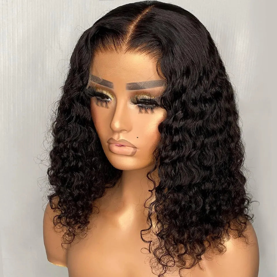 Glueless Wig Human Hair Ready to Wear Curly Bob Wigs PrePluck With Baby Hair Deep Water Wave Lace Wig shipping from South Africa