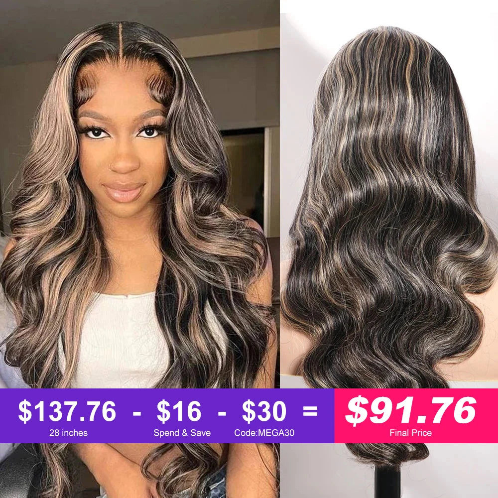 Glueless 5x6 Highlight Wig Human Hair Ready To Wear 13x4 Lace Frontal Wigs Bleached Konts Body Wave wigs 30 32inch Preplucked