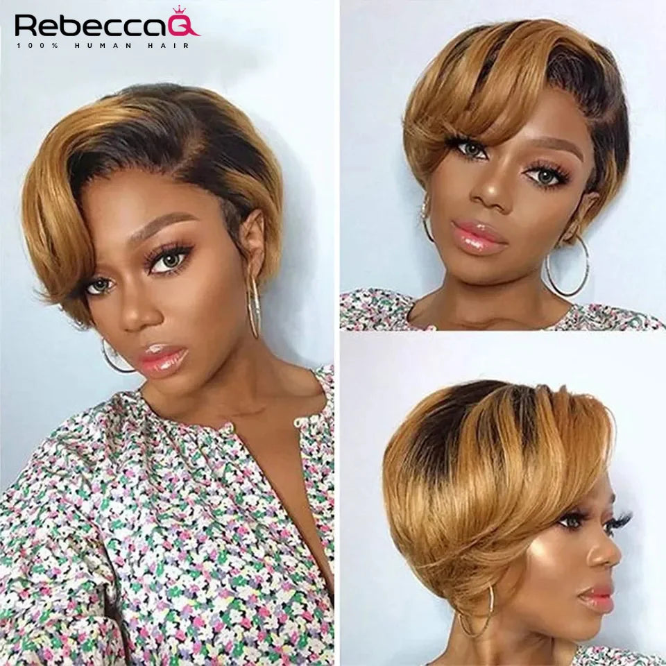 Pixie Cut Wig 13x6x1 T Part Transparent Lace Brazilian Virgin Human Hair Lace Wigs For Women 613 Blonde Short Bob Wigs Straight