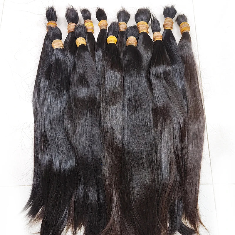 Cabelo humano No Weft Unprocessed High Quality Natural Brown Virgin Raw Bulk Hair Human Hair Extensions Hair Bulk  Braiding