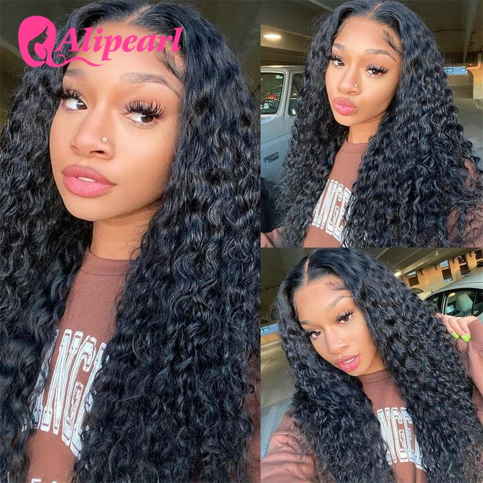 Kinky Curly V Part Wig Human Hair Brazilian Curly Upgrade U Part Wig Glueless No Leave Out Middle Part Wig 180 Density Ali Pearl