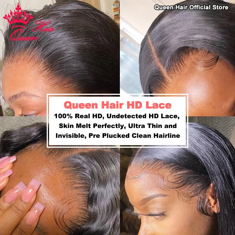 Queen Hair Real HD Full Frontal 13x6 13x4 Invisible Melt Skin Lace 4x4 5x5 6x6 7x7 Closure Raw Human Body Wave and Straight Hair