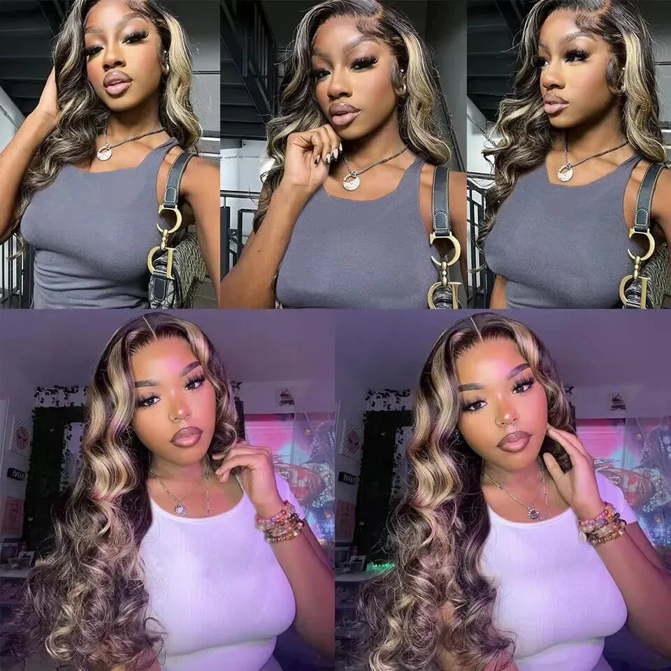 Glueless 5x6 Highlight Wig Human Hair Ready To Wear 13x4 Lace Frontal Wigs Bleached Konts Body Wave wigs 30 32inch Preplucked