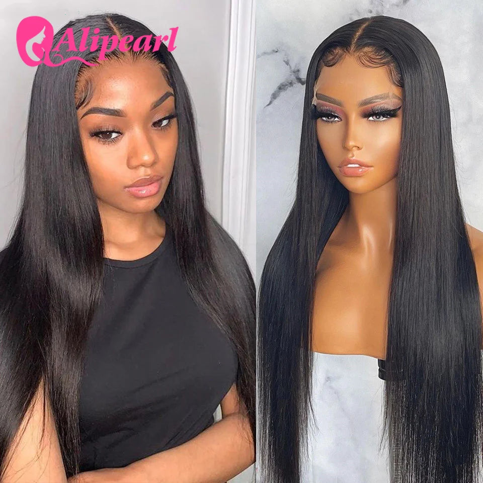 AliPearl Straight Lace Closure Human Hair Wigs Brazilian 6x6 HD Transparent Lace Wig For Women Pre Plucked AliPearl Hair Wig