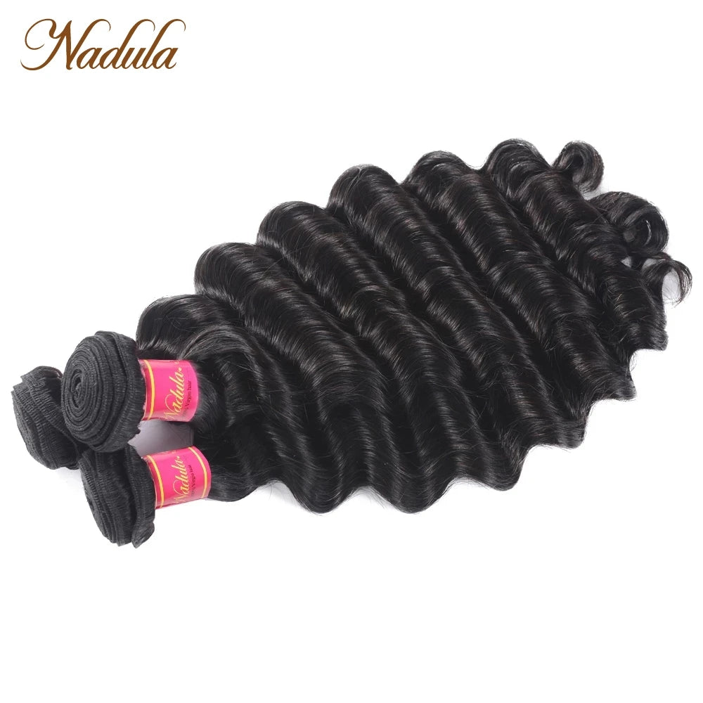 Nadula Hair Loose Deep Wave Bundles 12-26inch Brazilian Hair Weave Bundles 100% Human Hair 1/3/4 Bundles Remy Hair Natural Color