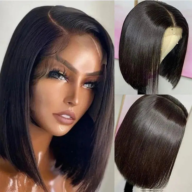 13x4 Short Bob Wig Brazilian Straight Lace Front Human Hair Wigs for Black Women Pre Plucked Remy Lace Front Closure Wigs Isee