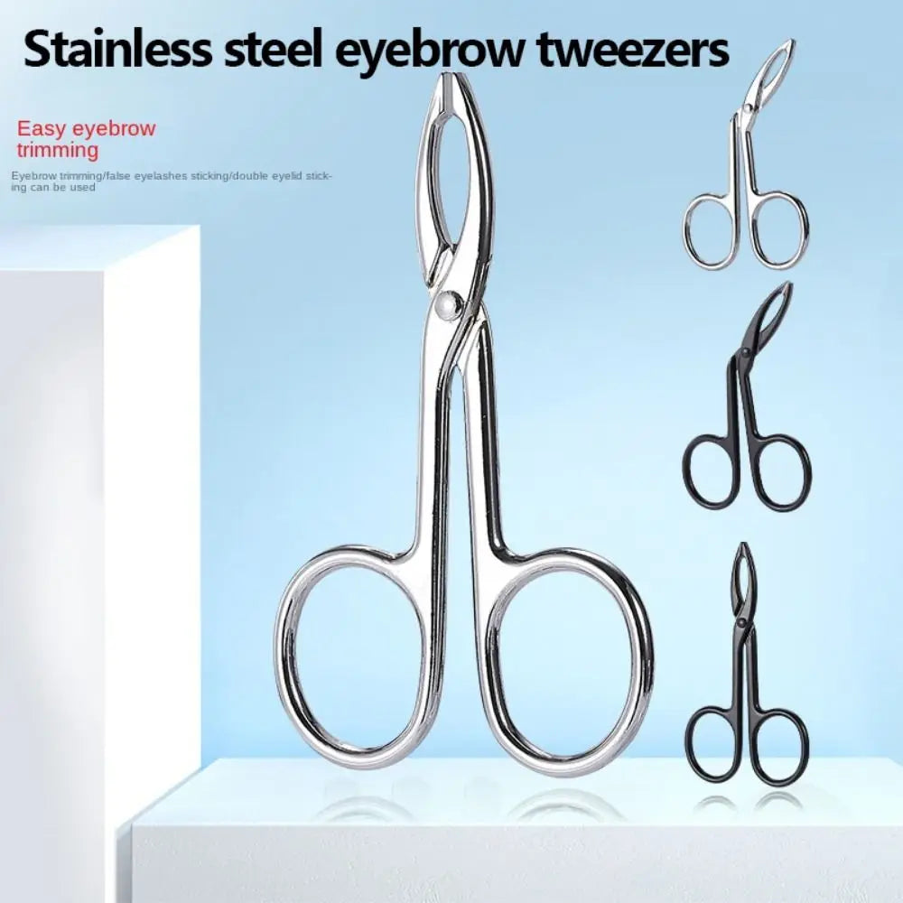 Stainless Steel Elbow Eyebrow Pliers Clip Scissors Tweezers Straight Pointed Professional Eyebrow Plucking Makeup Beauty Tools