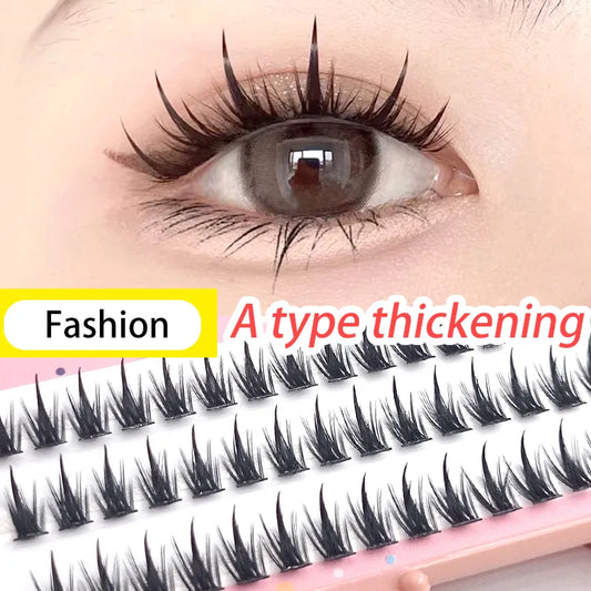 Yelix Anime Lashes Y2K Natural Eyelashes False Manga Spiky Fake Eyelashes Wispy Cat Eye Lashes Cluster Lashes Makeup Cosplay