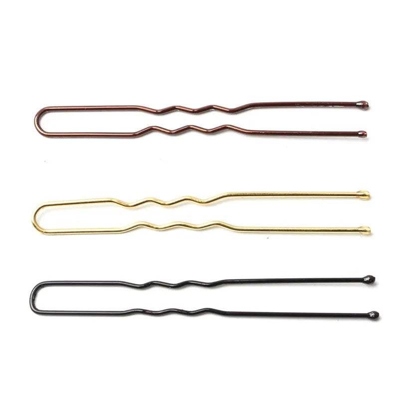 50 Pcs/Bag 5/6/7cm U Shaped Alloy Hairpins Waved Hair Clips Simple Metal Bobby Pins Barrettes Bridal Hairstyle Tools Hair Pins