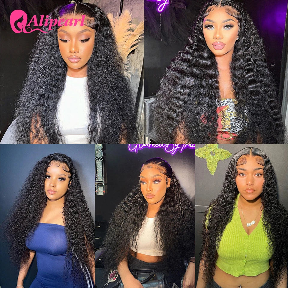 AliPearl Hair Deep Wave 4x4 Closure Wig Peruvian Hair Lace Closure Wig For Black Women Glueless Lace Front Human Hair Wigs Curly