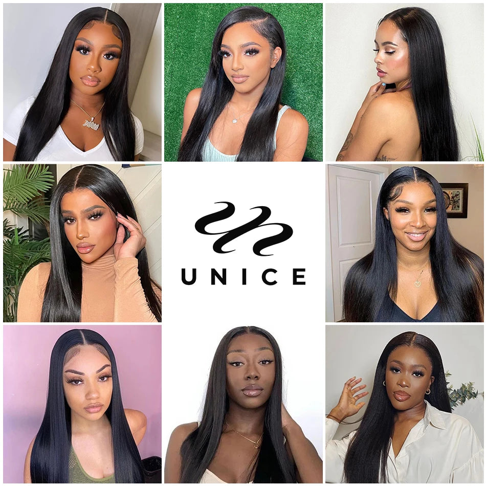 Unice Hair 250 Density Human Hair Wigs Glueless Straight Lace Wig 5x5 HD Lace Closure Wig 13X4 HD 13X6 HD Lace Frontal Wig