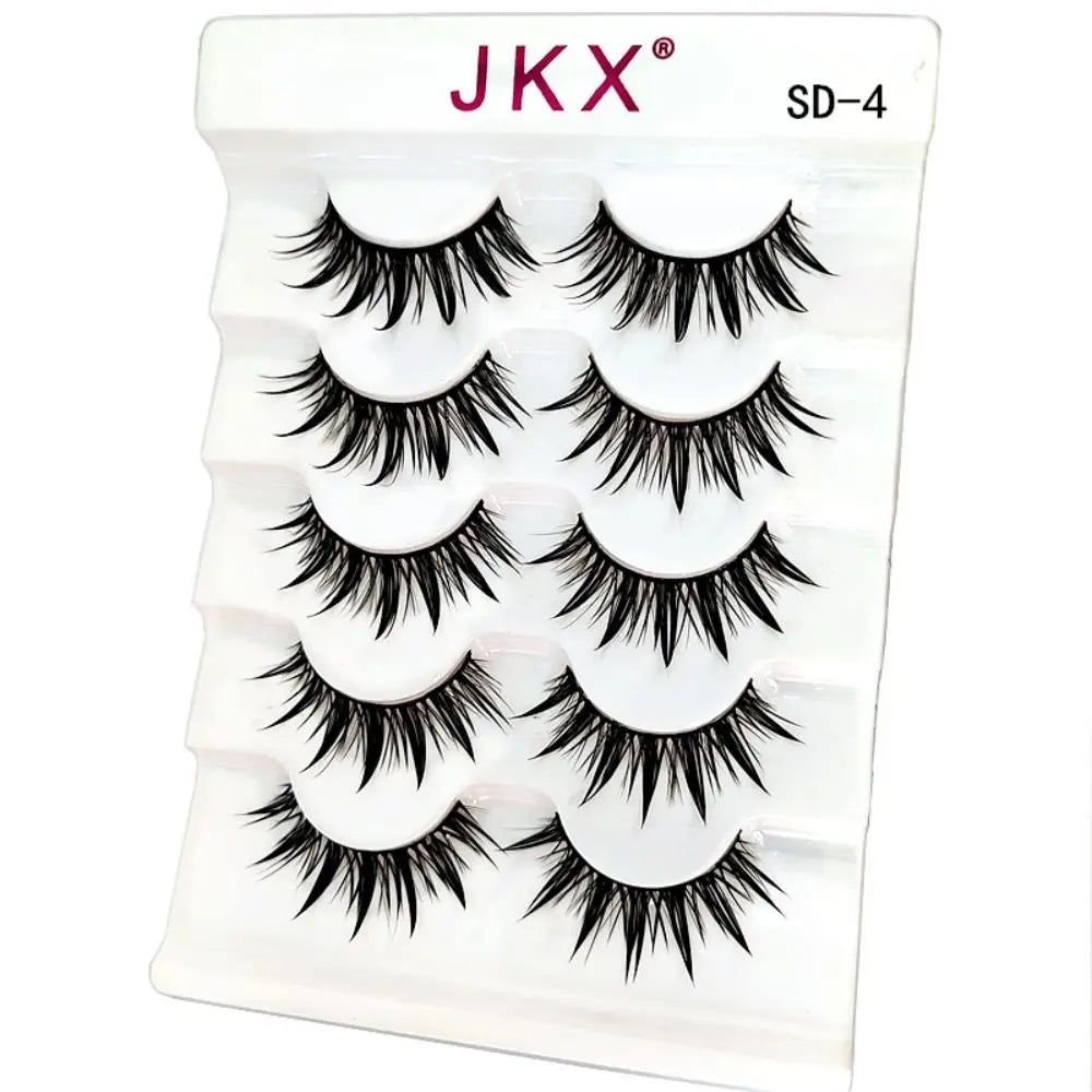 5Pairs Eyelashes Cos Dance Performance Eyelash Handmade Cross Eyelash Female Japanese Thai 3D Natural Manga Lashes Extension