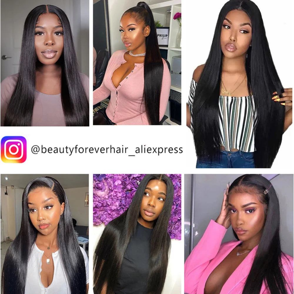 Beauty Forever Brazilian Straight Virgin Human Hair Bundles With Closure 5x5 HD Lace Closure Brazilian Human Hair Weaves