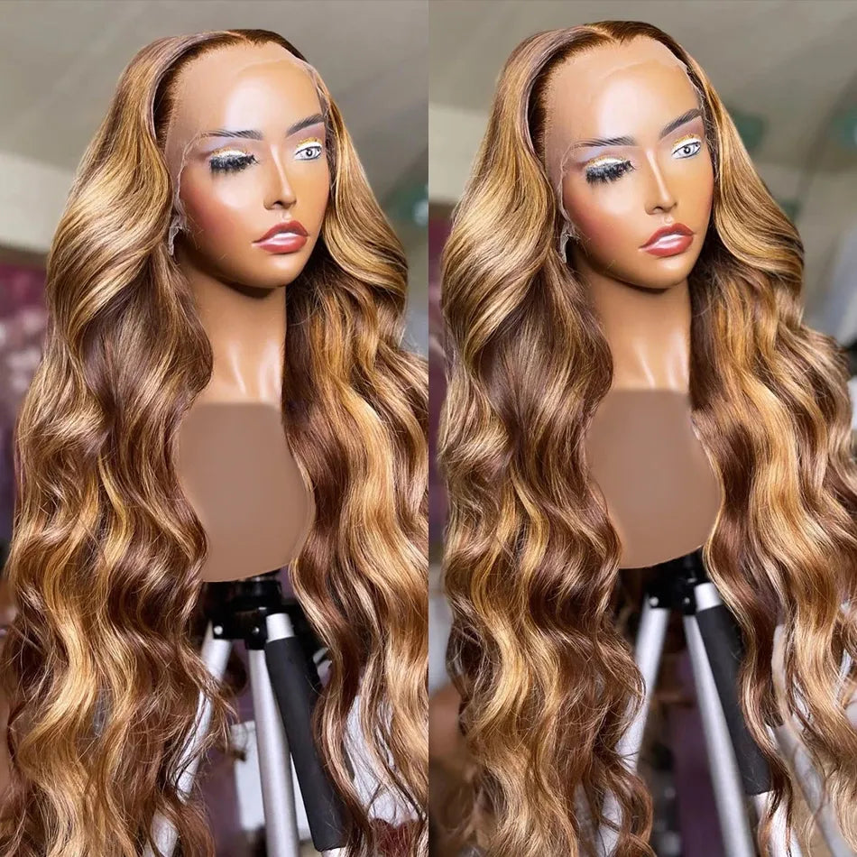 Highlight Wig Human Hair 13x4 Lace Frontal Wig Colored Human Hair Wigs For Women 30 Inch Honey Blonde Body Wave Lace Front Wig