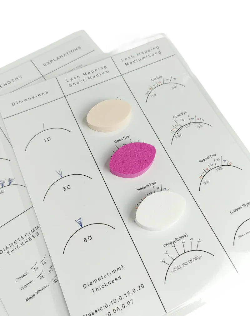 1PCS Practice Chart Beginner Lash Map Plus 20 Pcs Eye Shape Sponge  For Eyelash Extension Reusable Private Label Available