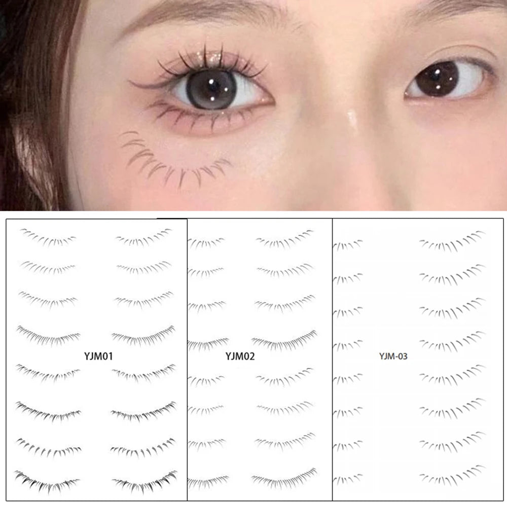 Lower Eyelash Tattoo Stickers Long-Lasting Waterproof Simulation 3D False Eyelash Enlarge Double Under Eye Eyelash Sticker