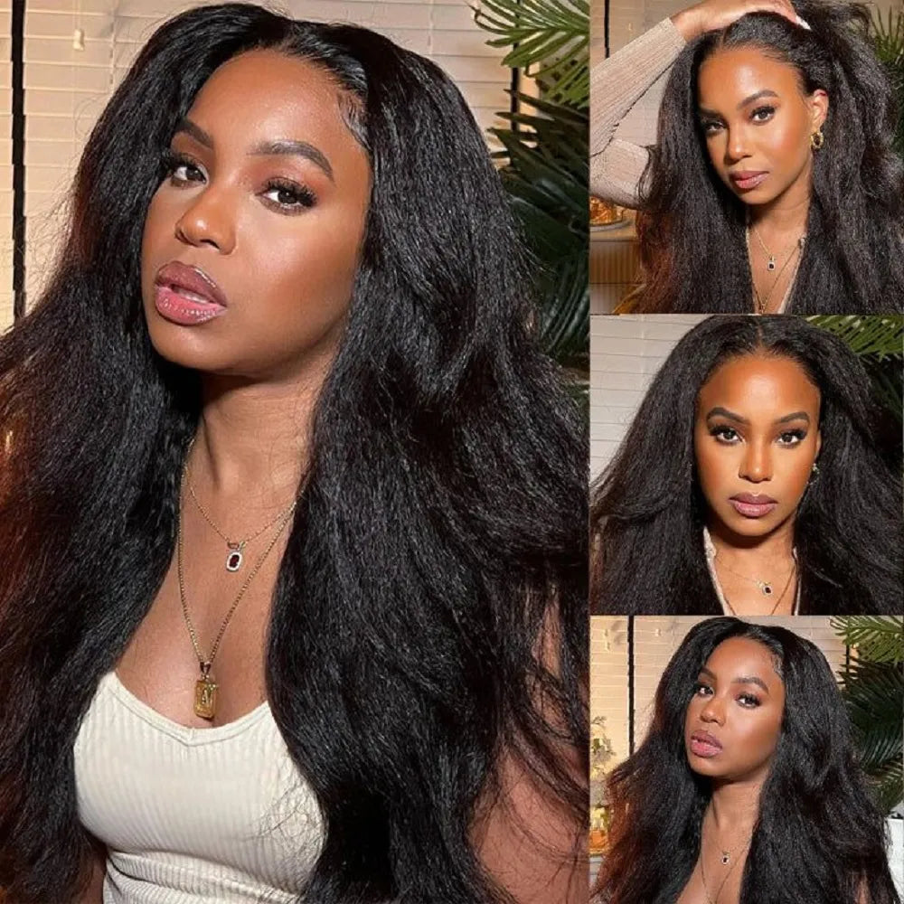 Nadula Hair 6X4.5 Pre Cut Lace Closure Wig Kinky Straight Glueless 7X5 Bye Bye Knots Wig Human Hair Wig With Bleached Knots