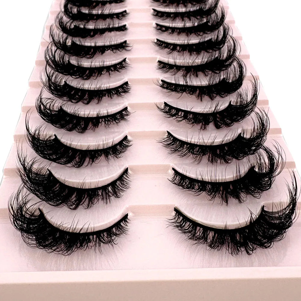 NEW 10Pairs False Eyelashes 6D Super Fluffy Wispy Faux Mink Eyelashes Cat Eye Dramatic Lashes Eyelash Extension Makeup