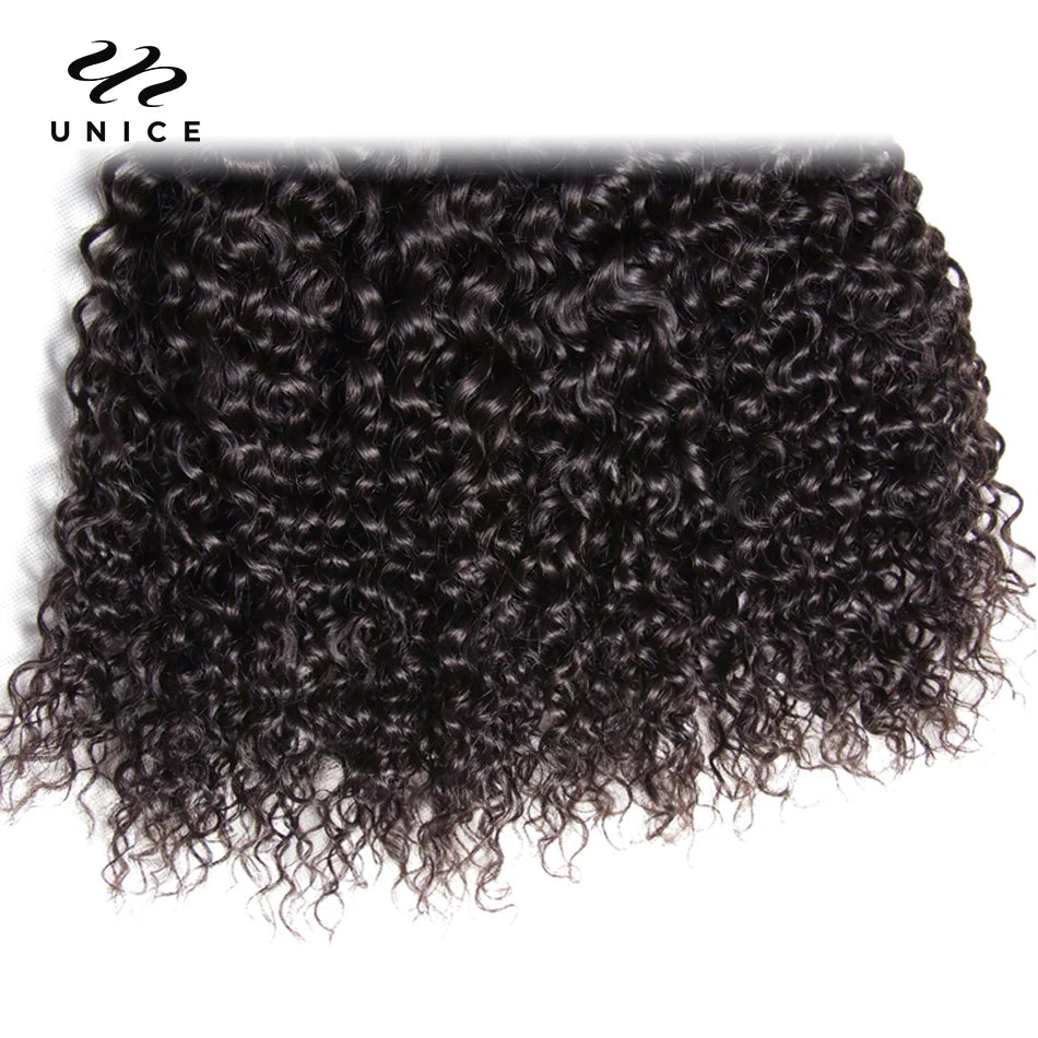 UNice Hair Icenu Series Remy Hair Indian Curly Hair 3 Bundles 100% Human Hair Extension Natural Color Hair Weaves 8-26"