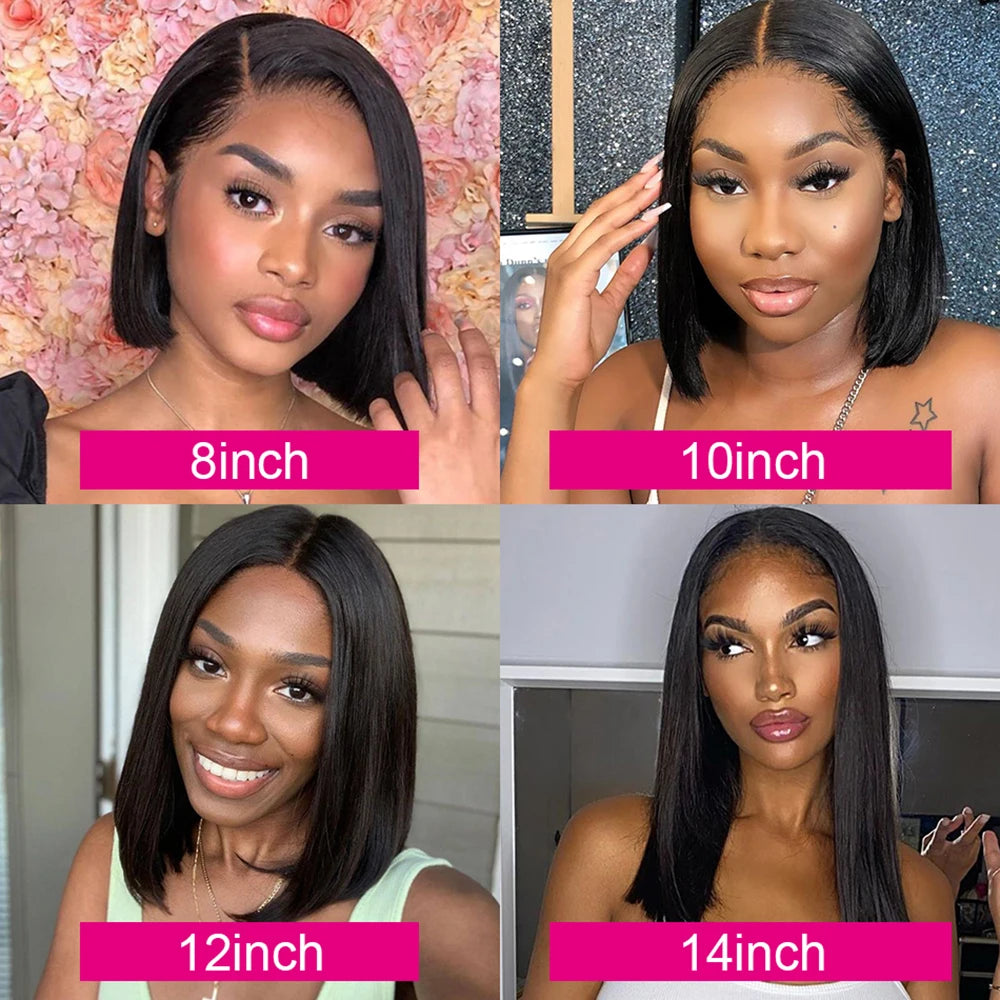 13x4 Short Bob Wig Brazilian Straight Lace Front Human Hair Wigs for Black Women Pre Plucked Remy Lace Front Closure Wigs Isee