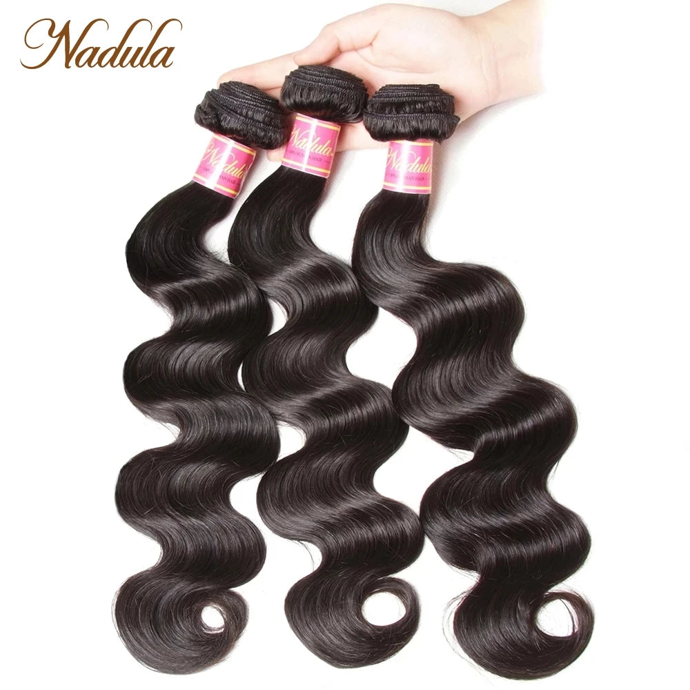 Nadula Hair 13*4 Ear to Ear Lace Frontal With Bundles Brazilian Body Wave With Closure 8-30inch Remy Human Hair Weaves