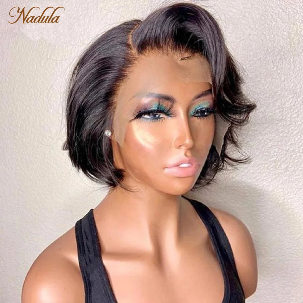 Nadula Hair 13x1 Side Part Bob Wig Short Pixie Cut Wigs For Women 100% Human Hair Wig