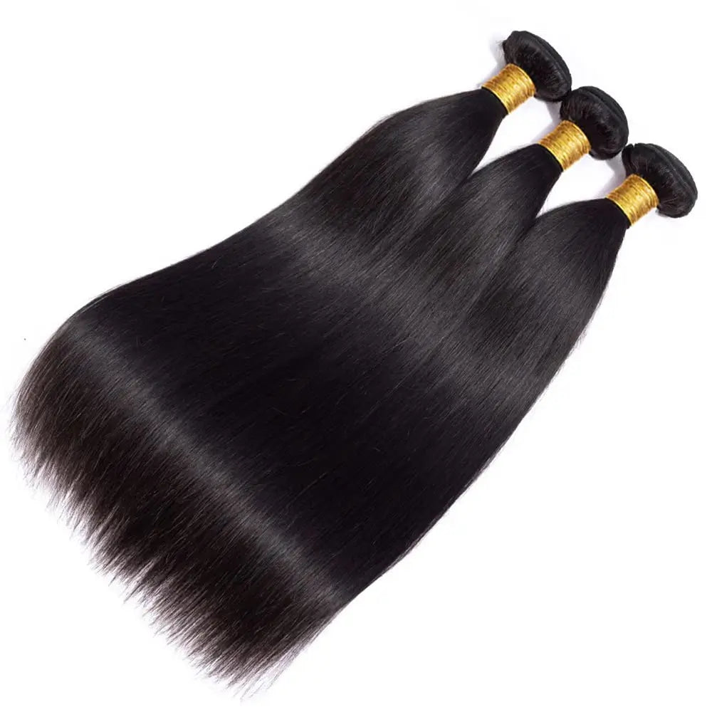 Human Hair Bundles Straight Hair Weave 1 3 4 Bundles Deals Unprocessed Peruvian Virgin Hair Natural Black 1B Can Be Dyed