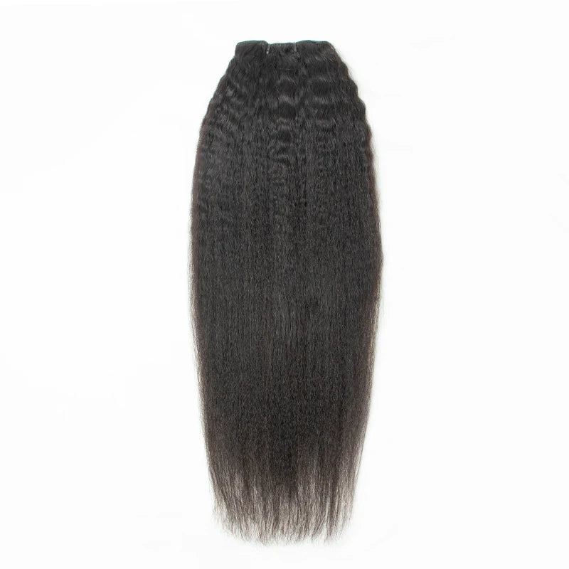 Kinky Straight Human Hair Clip ins Extensions for Black Women Remy Hair Extensions Yaki Straight Clip Ins Full Hair 8-24 inch