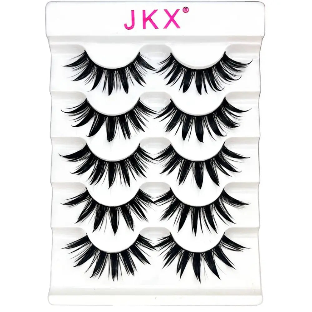 5Pairs Eyelashes Cos Dance Performance Eyelash Handmade Cross Eyelash Female Japanese Thai 3D Natural Manga Lashes Extension