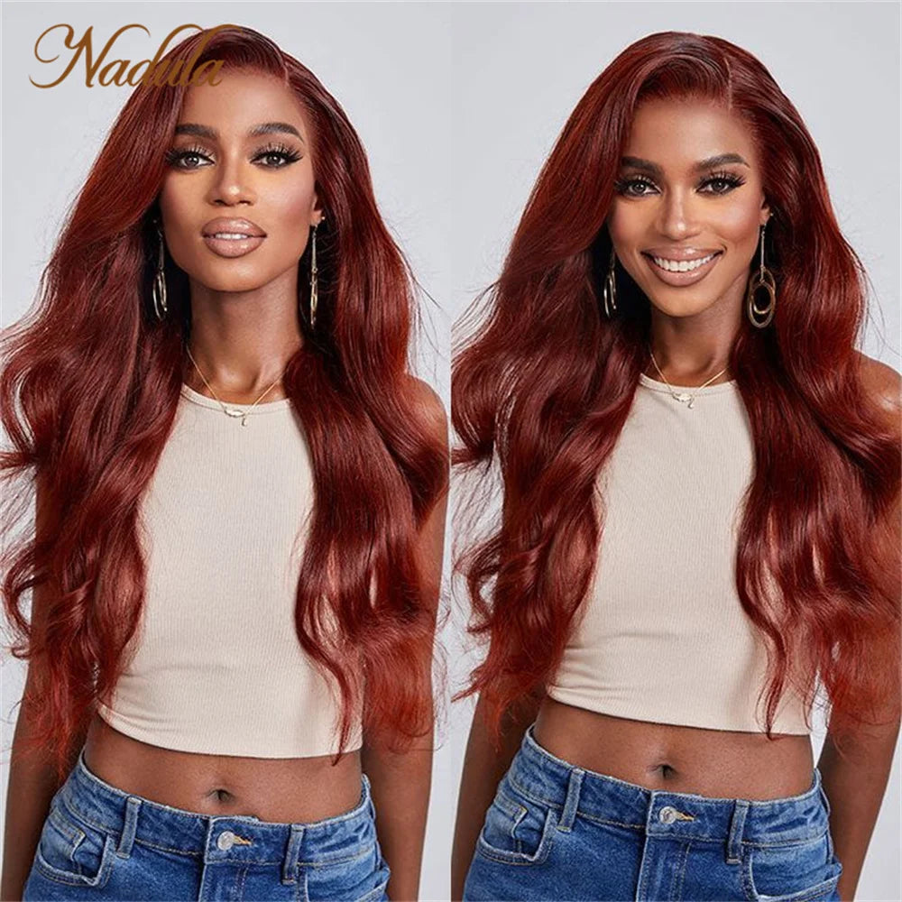 Nadula Hair 6X4.5 Pre Cut Lace Closure Wig Glueless Wig With Breathable Cap 150% Density Reddish Brown Caramel Red Body Wave