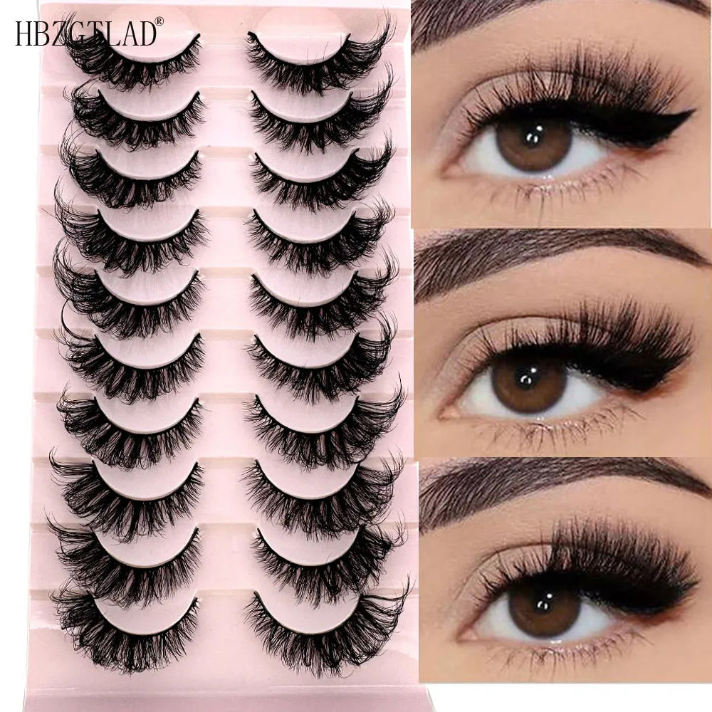 NEW 10Pairs False Eyelashes 6D Super Fluffy Wispy Faux Mink Eyelashes Cat Eye Dramatic Lashes Eyelash Extension Makeup