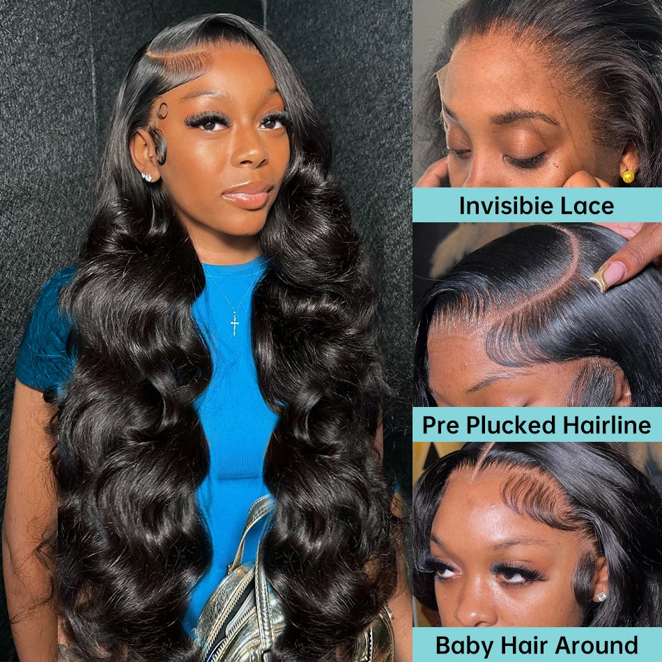 Body Wave 13x4 13x6 Transparent Lace Front Human Hair Wigs Brazilian Remy 40 Inch Water Wave Frontal For Women 5x5 Closure Wig