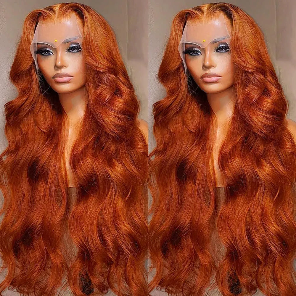 Body Wave Ginger Orange 13x6 HD Lace Front Wigs Colored Preplucked Wig 13x4 Lace Frontal Wigs Glueless Human Hair Ginger Wigs