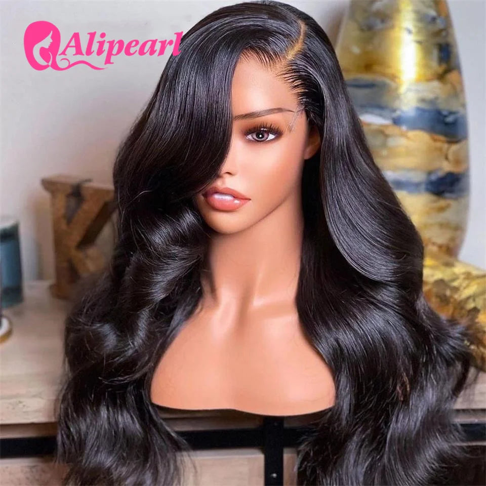 Ali Pearl 13x6 Lace Front Wig Human Hair Wigs Peruvian Body Wave Human Hair Wig For Black Women Pre-Plucked Glueless 180 Density