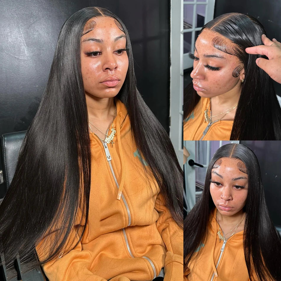 30 40 Inch 13x4 13x6 HD Transparent Straight Lace Front Wigs Human Hair 250%  Ready To Wear Glueless 5x5 Closure Wig For Women