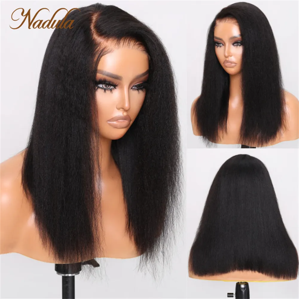 Nadula Wear Go 6x4.5 Pre Cut Lace Closure Wig Glueless Black Yaki Straight Air Wig Pre Plucked With Babyhair Pre Bleach Knots