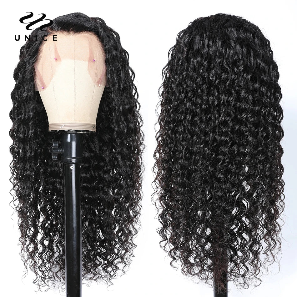 Unice Hair Deep Wave Lace Frontal Wigs Human Hair Tight Curl 13x4 Deep Wave Human Hair Pre Plucked Remy Lace Wigs for Women