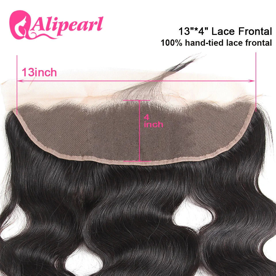 Ali Pearl Body Wave Transparent Lace Frontal Pre-Plucked with Baby Hair Brazilain 13x4 Lace Frontal For Women 100% Human Hair