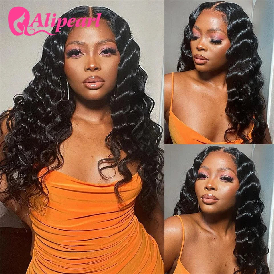 Ali Pearl Hair Real HD Lace Front Wig Pre-Plucked Human Hair Wigs Loose Deep Wave 13x4 Lace Front Wigs Peruvian Hair For Woman